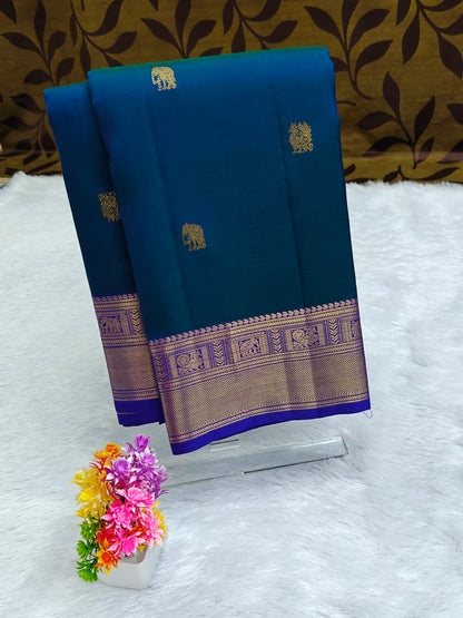 Kanchipuram pure silk peacock Blue saree