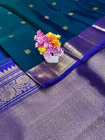Kanchipuram pure silk peacock Blue saree