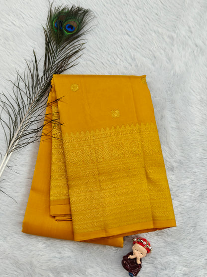 Yellow Pure Handloom Silk Saree