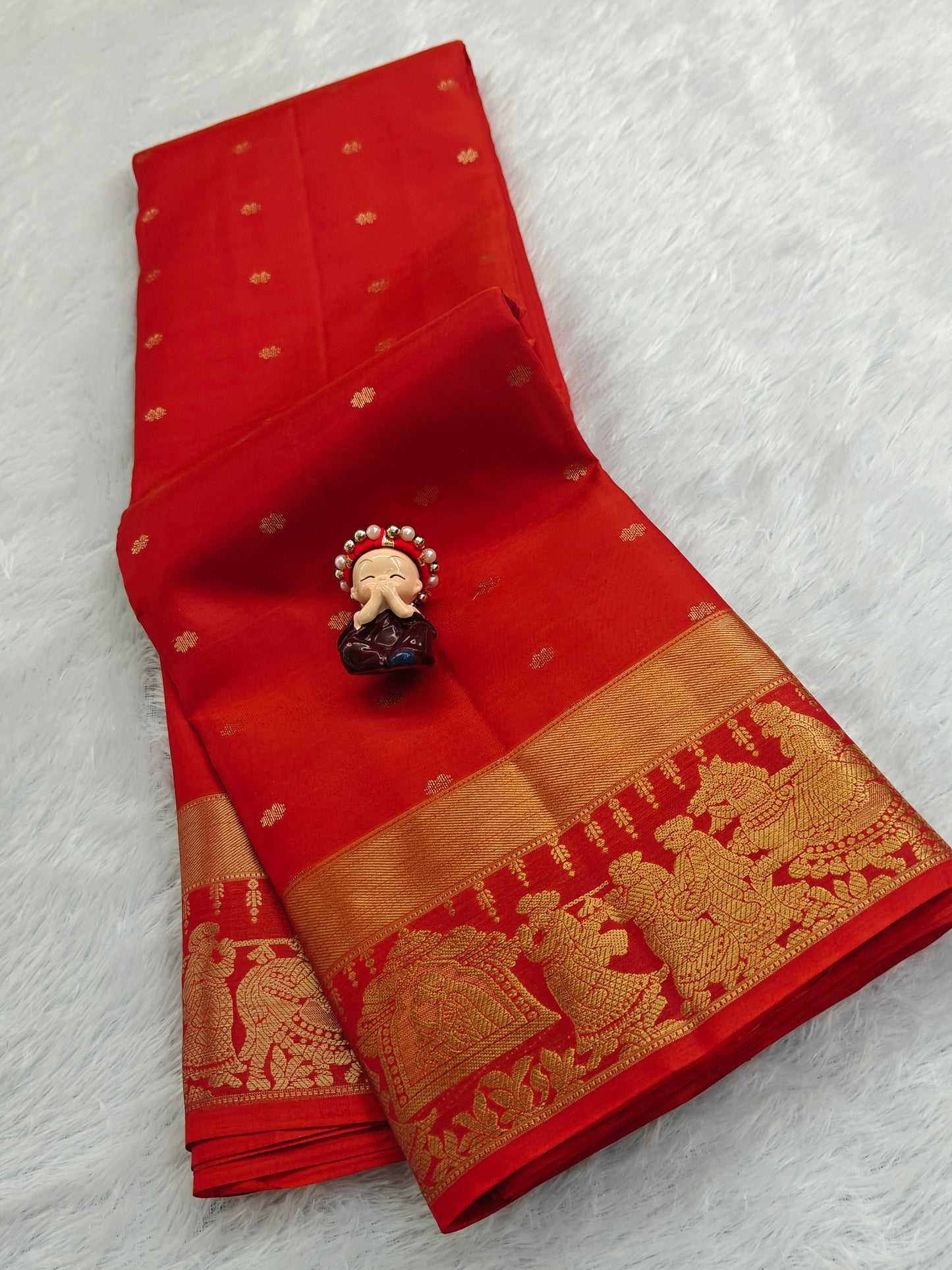 Orange Colour Silk Saree with Pallakku Border