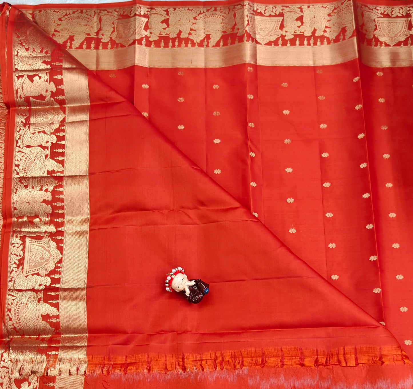 Orange Colour Silk Saree with Pallakku Border
