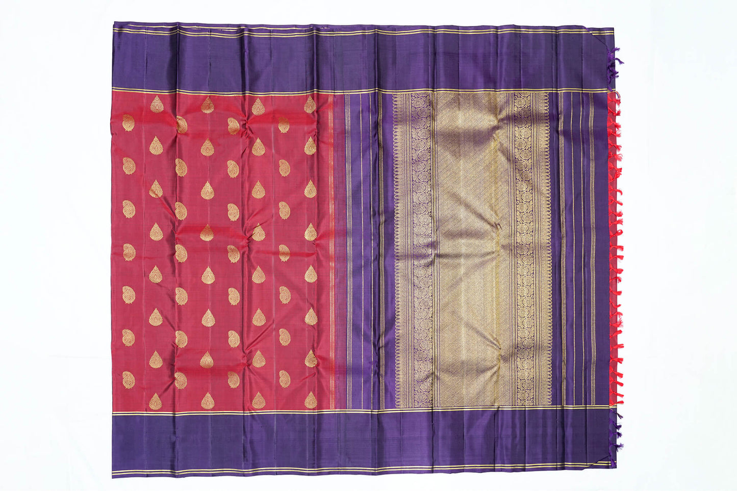 Maroon Red Pure Kanchipuram Handloom Silk Saree