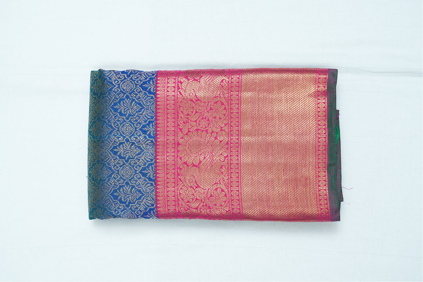 Peacock Blue Pure Kanchipuram Handloom Silk Saree