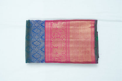 Peacock Blue Pure Kanchipuram Handloom Silk Saree