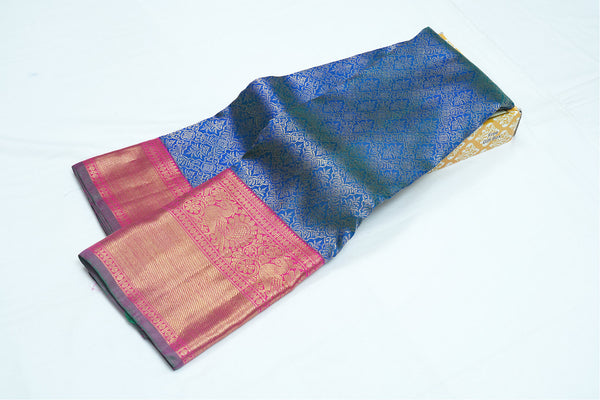 Peacock Blue Pure Kanchipuram Handloom Silk Saree