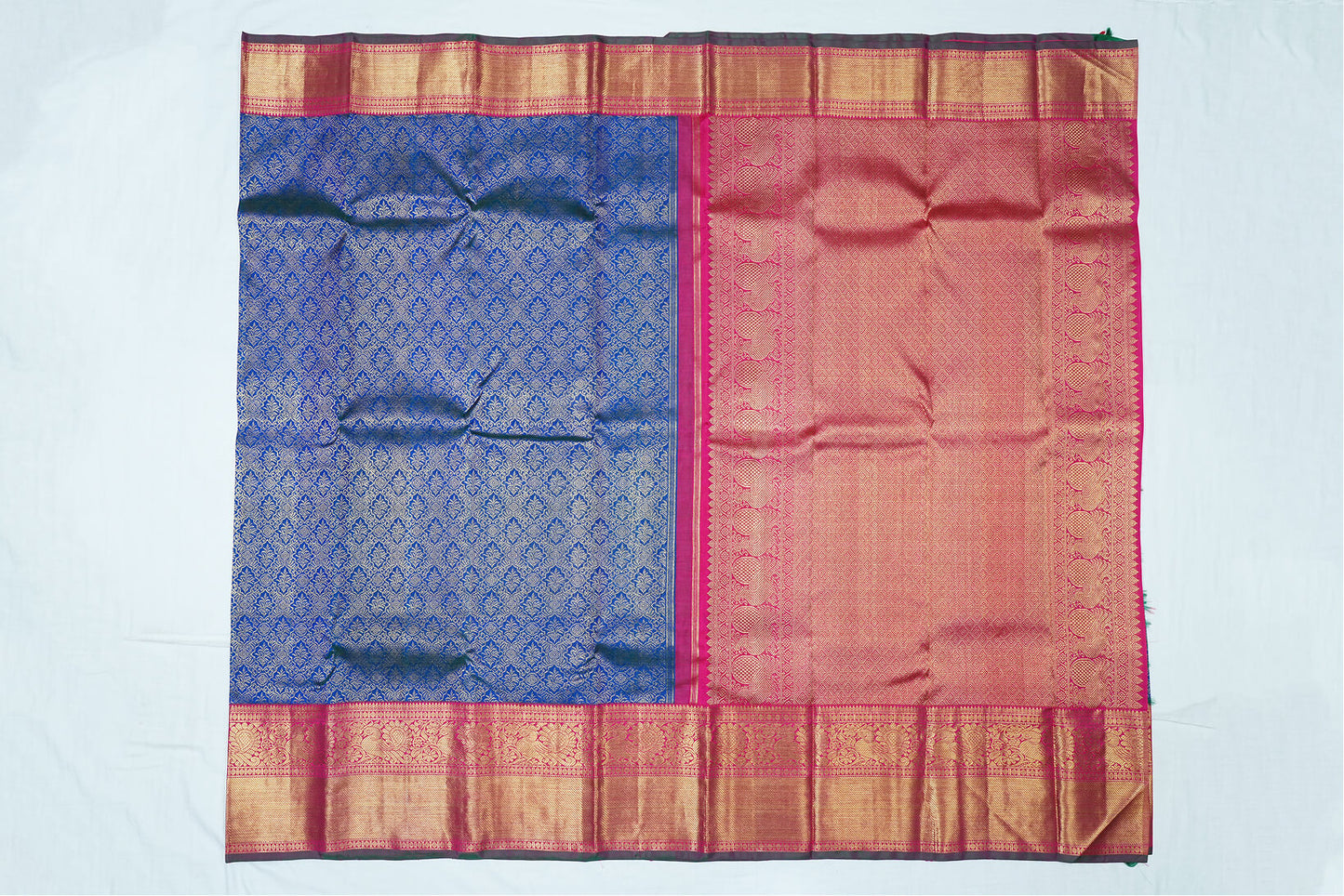 Peacock Blue Pure Kanchipuram Handloom Silk Saree