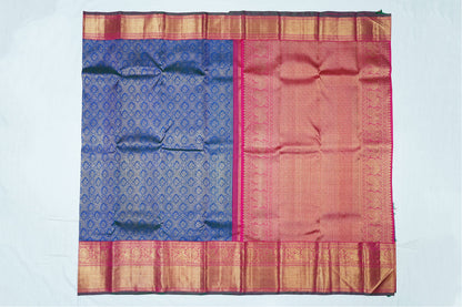 Peacock Blue Pure Kanchipuram Handloom Silk Saree
