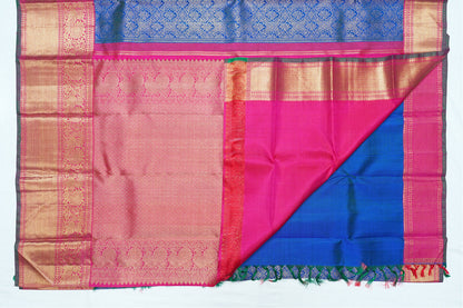 Peacock Blue Pure Kanchipuram Handloom Silk Saree