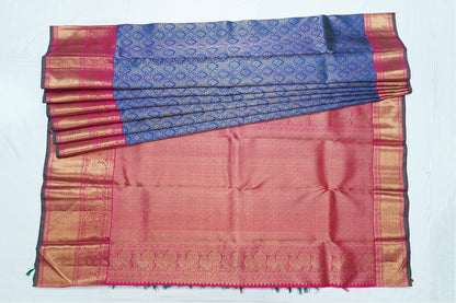 Peacock Blue Pure Kanchipuram Handloom Silk Saree