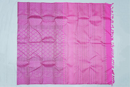 Bright Pink Pure Kanchipuram Handloom Silk Saree