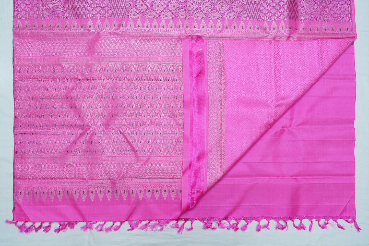 Bright Pink Pure Kanchipuram Handloom Silk Saree