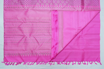 Bright Pink Pure Kanchipuram Handloom Silk Saree