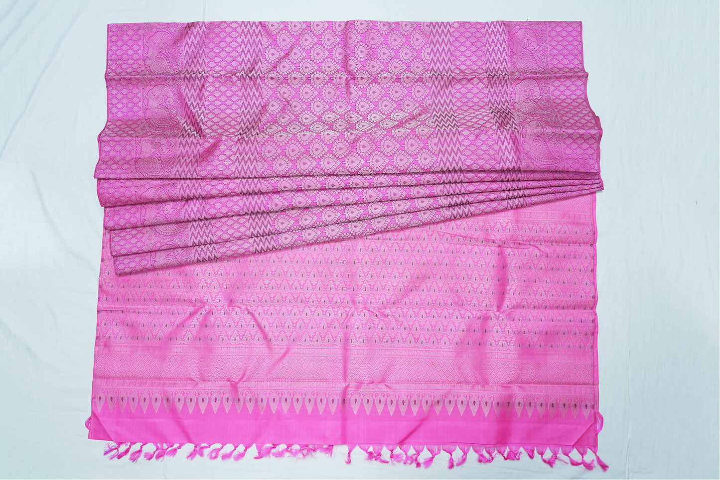Bright Pink Pure Kanchipuram Handloom Silk Saree