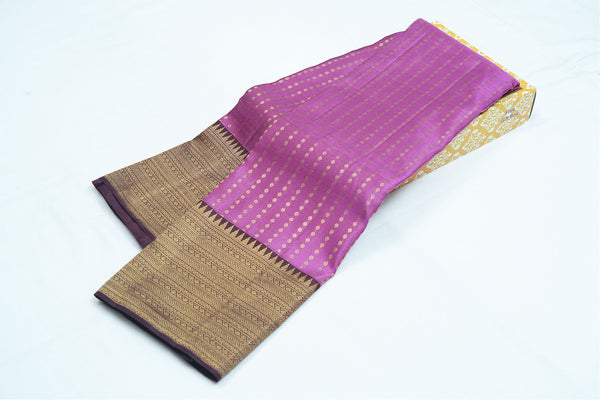 Onion Pink Pure Kanchipuram Handloom Silk Saree
