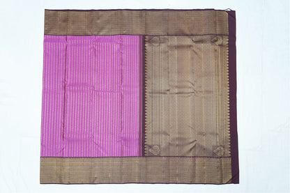 Kanchipuram Pure Silk Saree – Onion Pink with Brown Border