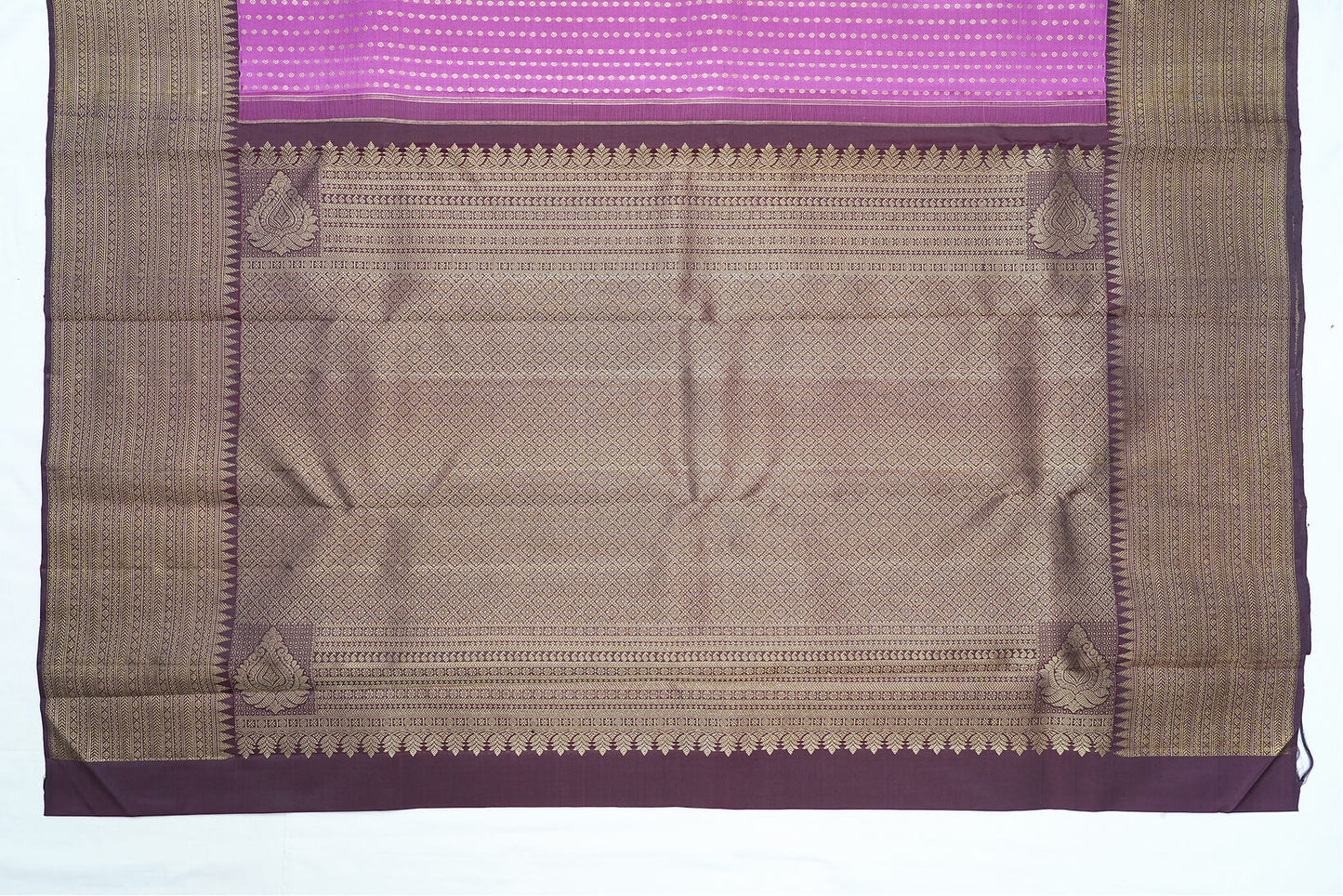 Kanchipuram Pure Silk Saree – Onion Pink with Brown Border