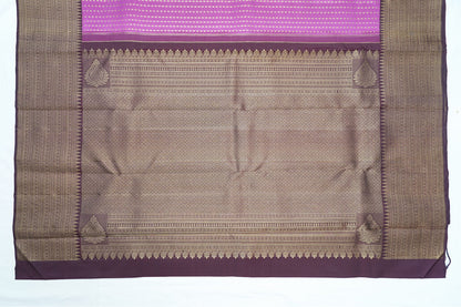 Kanchipuram Pure Silk Saree – Onion Pink with Brown Border