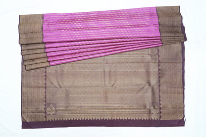 Kanchipuram Pure Silk Saree – Onion Pink with Brown Border
