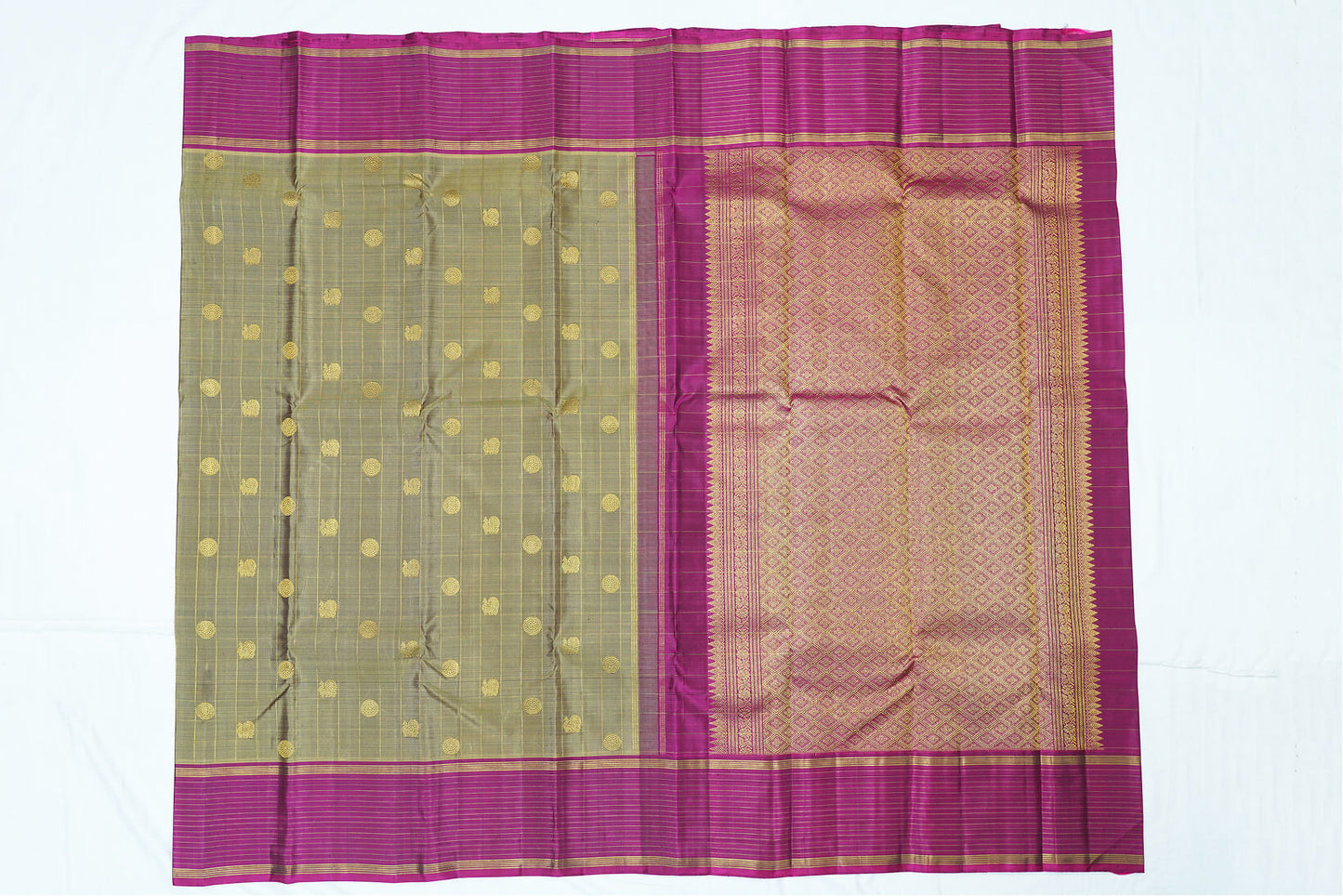 Grey Pure Kanchipuram Handloom Silk Saree