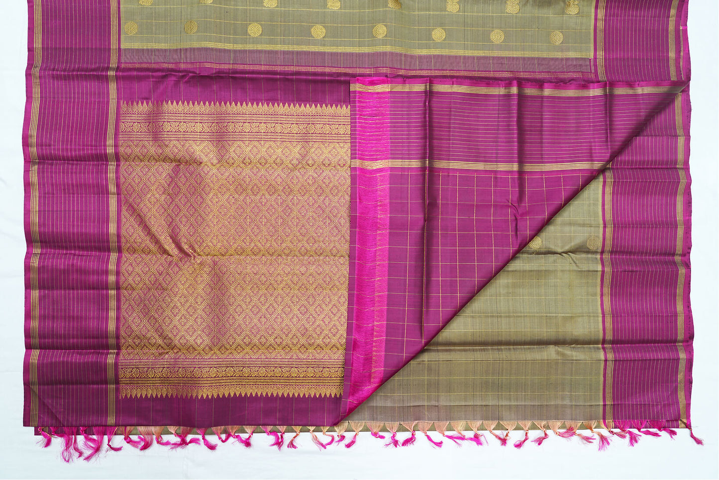 Grey Pure Kanchipuram Handloom Silk Saree