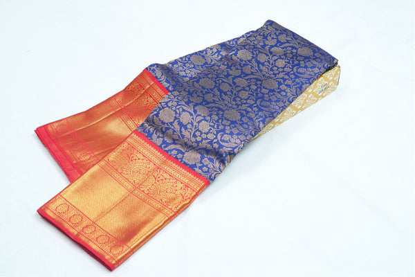 Dark Blue Pure Kanchipuram Handloom Silk Saree