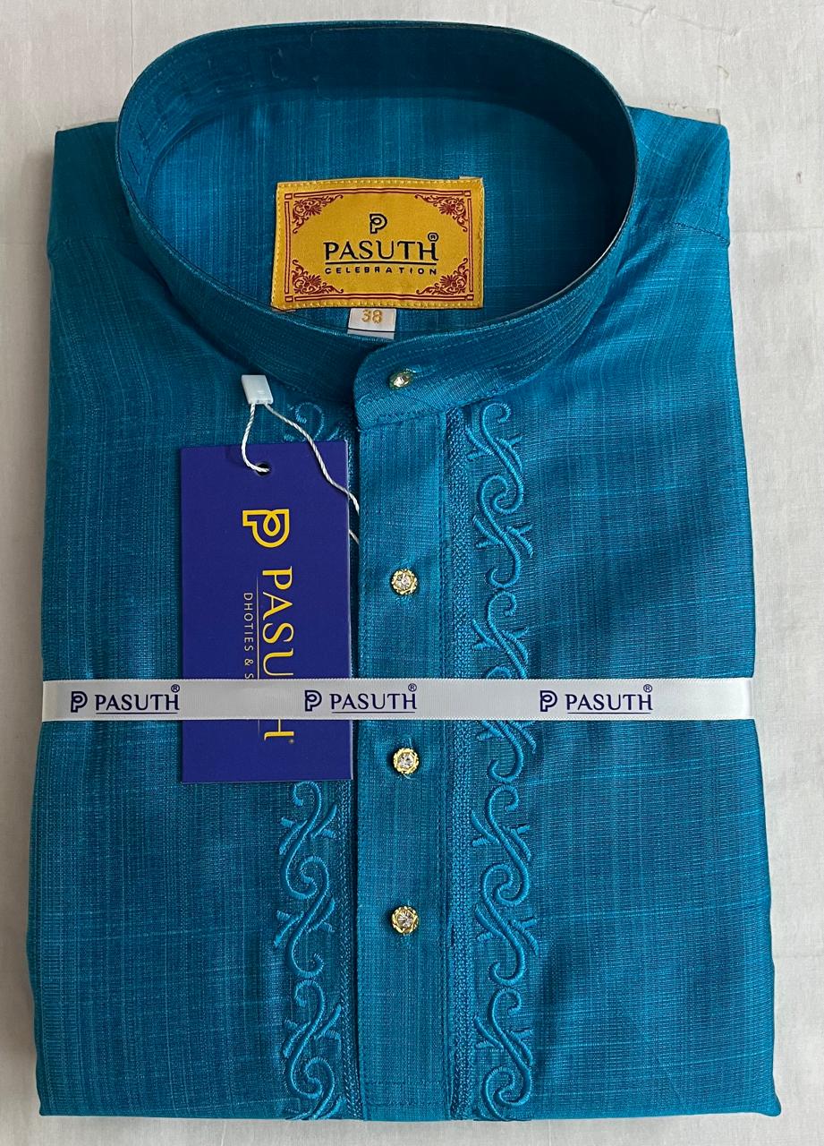 Pasuth Celebration Embroidered Kurta – Teal Blue