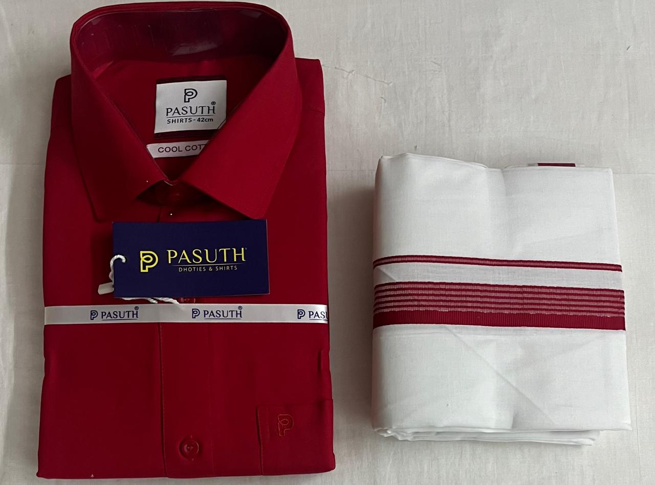 Pasuth - Cool Cotton Shirt & Dhoti Set – Maroon