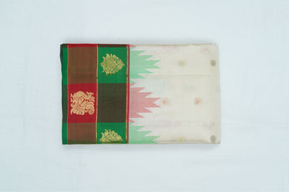 Off-White Pure Kanchipuram Handloom Silk Saree