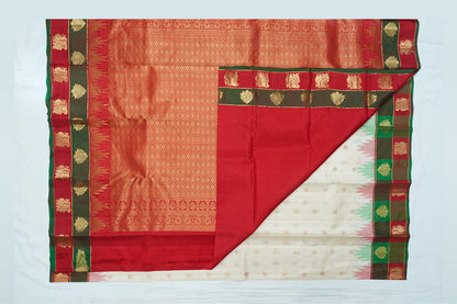 Off-White Pure Kanchipuram Handloom Silk Saree