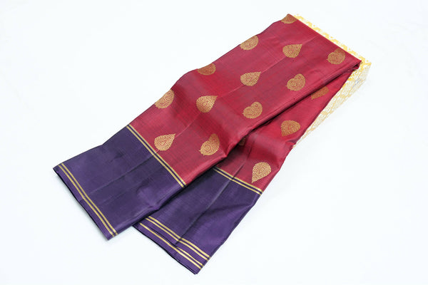 Maroon Red Pure Kanchipuram Handloom Silk Saree