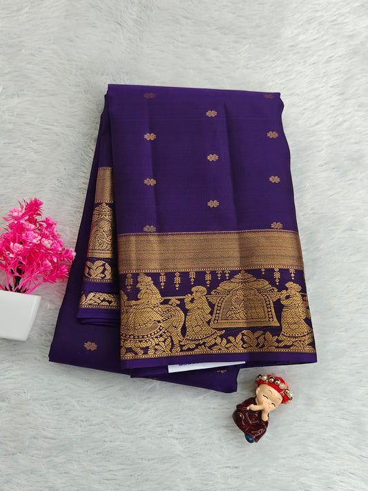 Violet Color Silk Saree with Pallakku Border
