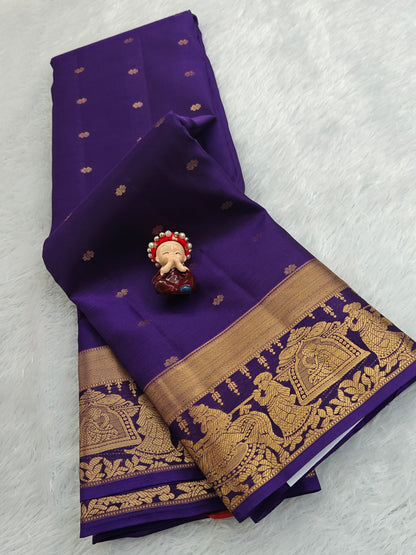 Violet Color Silk Saree with Pallakku Border