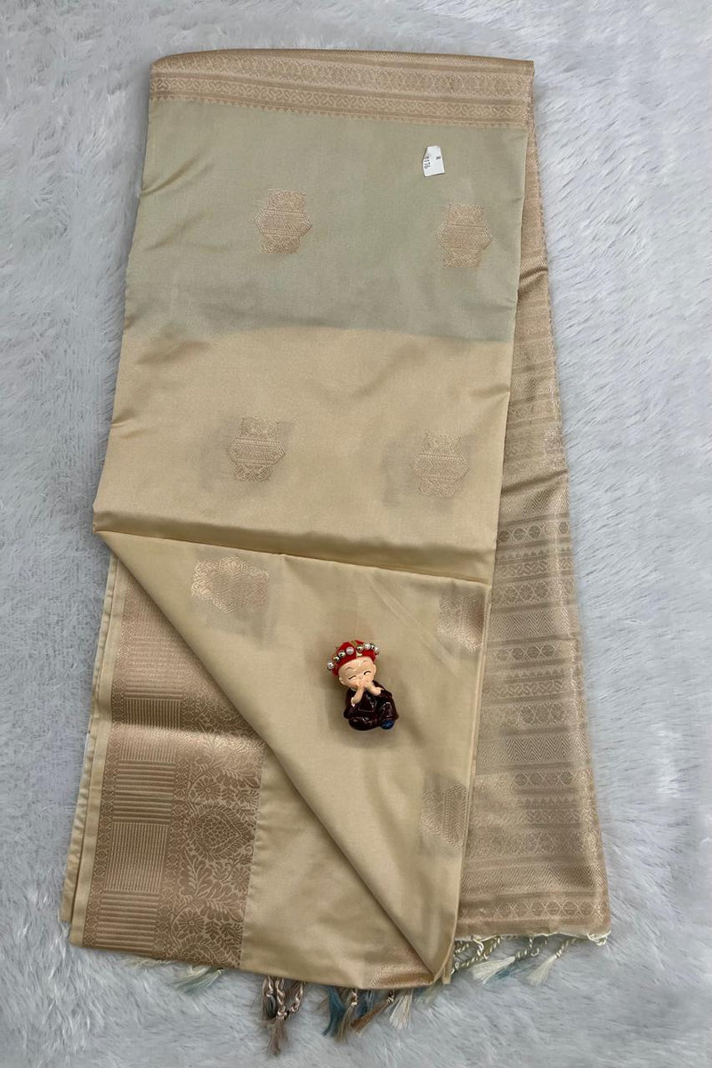 Cream Color Soft Silk Saree