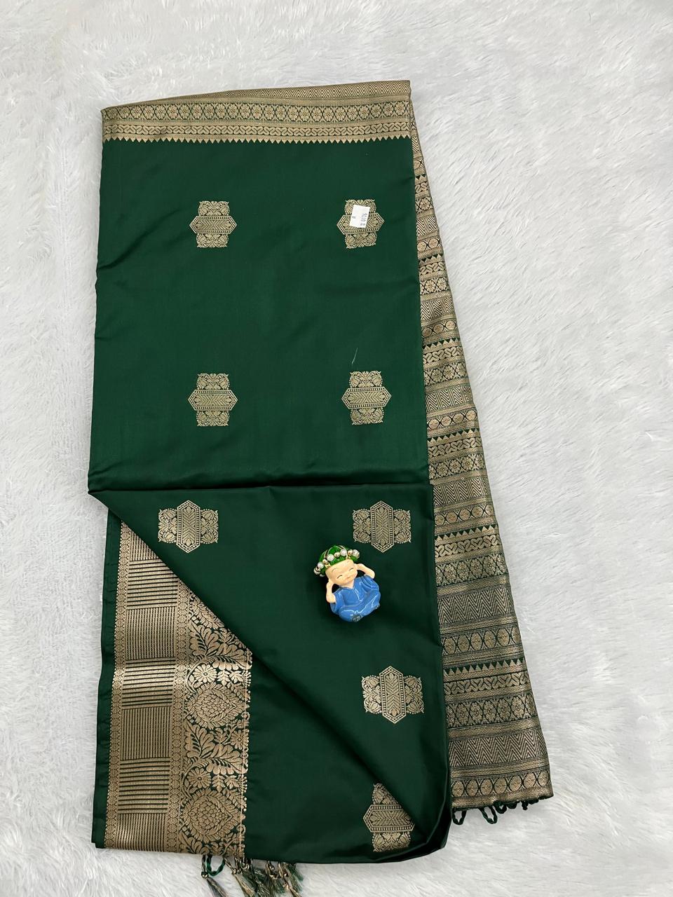 Bottle Green Soft Silk Saree