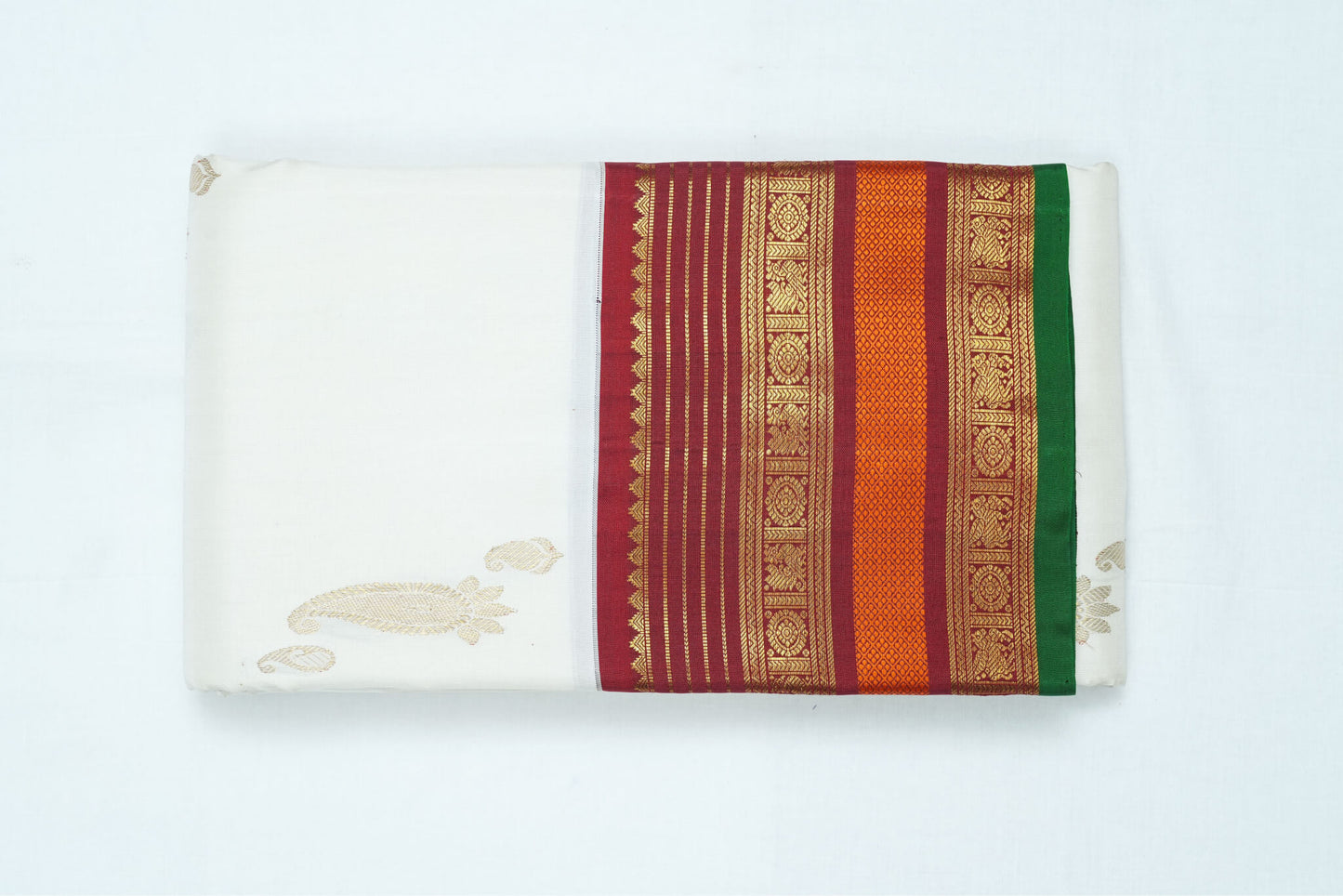 Off-White Pure Kanchipuram Handloom Silk Saree