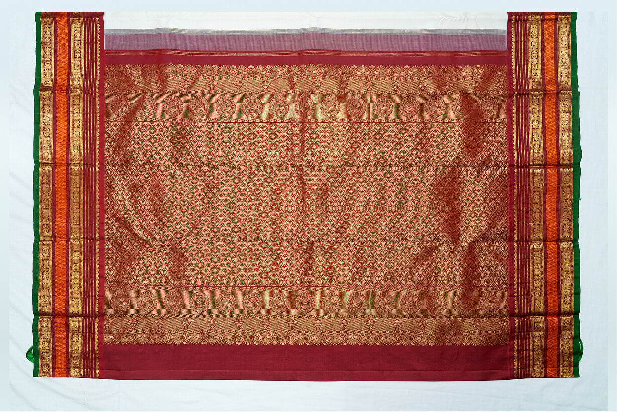 Off-White Pure Kanchipuram Handloom Silk Saree